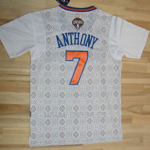 Camiseta Noches Enebea New York Knicks Carmelo Anthony #7 Blanco